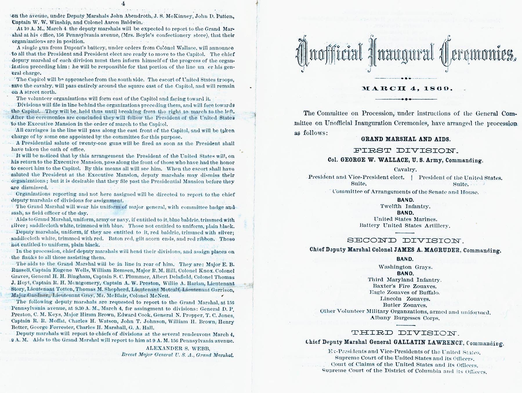 Program, Unofficial Inauguration Ceremonies