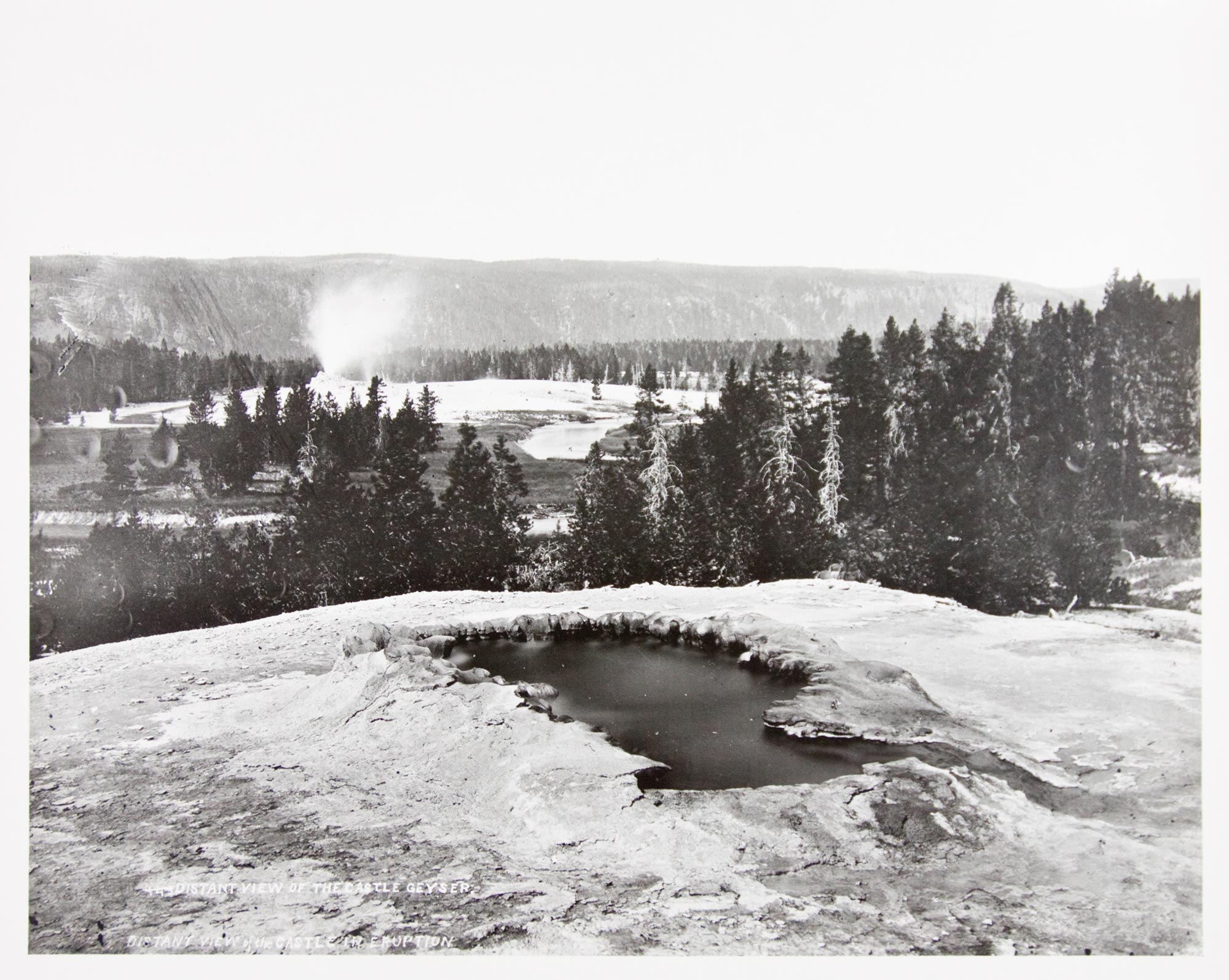 Distant View of the Castle Geyser in Eruption