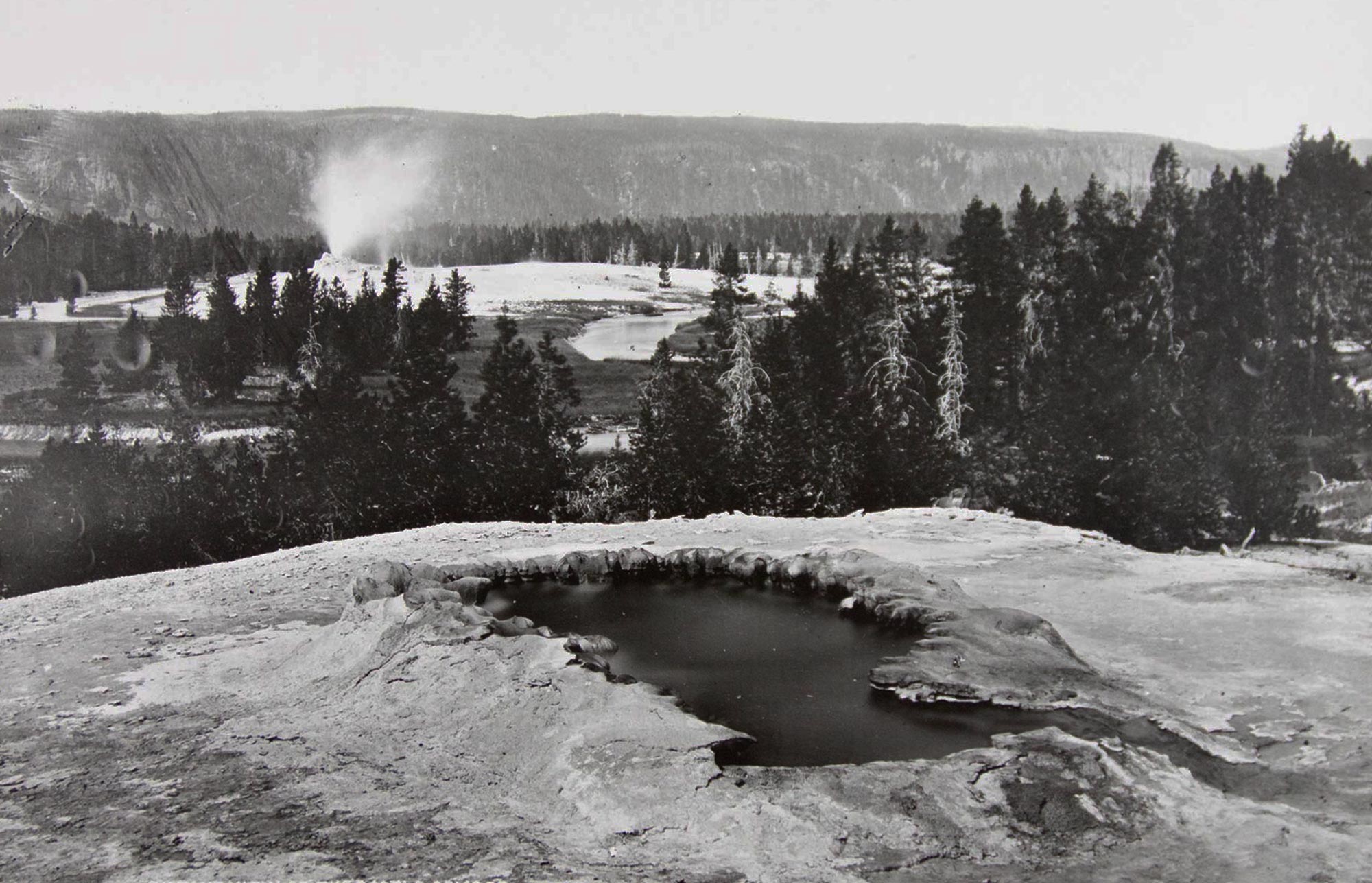 Distant View of the Castle Geyser in Eruption