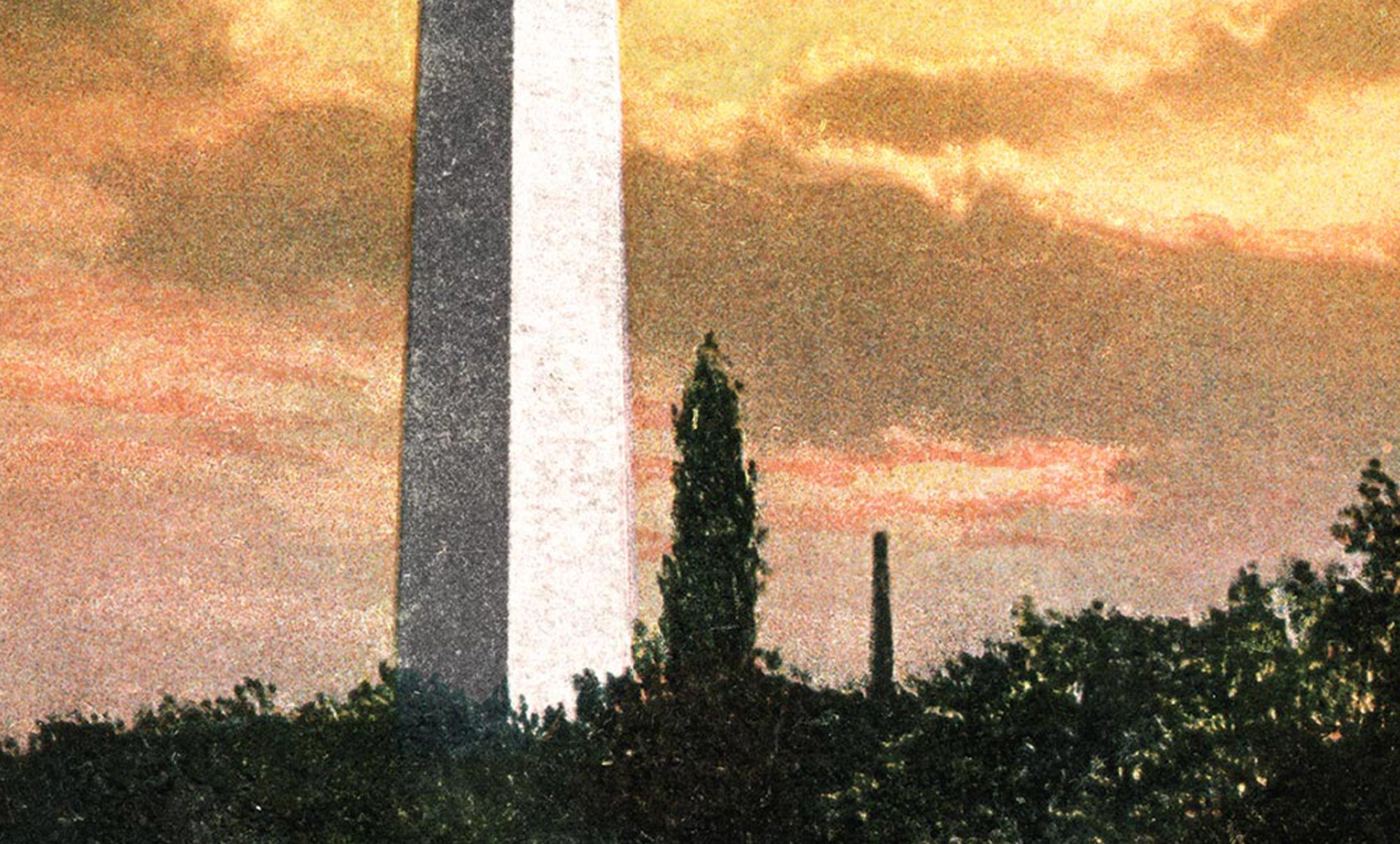 postcard featuring Washington Monument