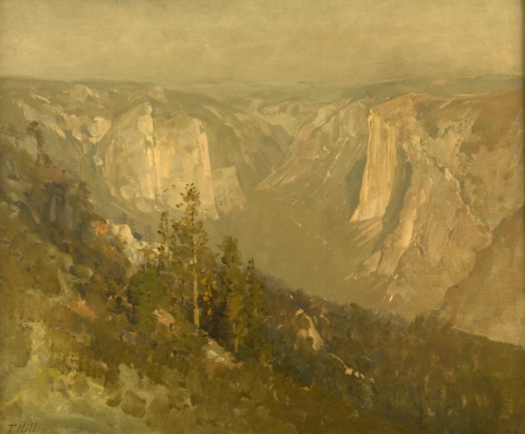 Painting of Scene of Lower Yosemite Valley from Below Sentinel Dome