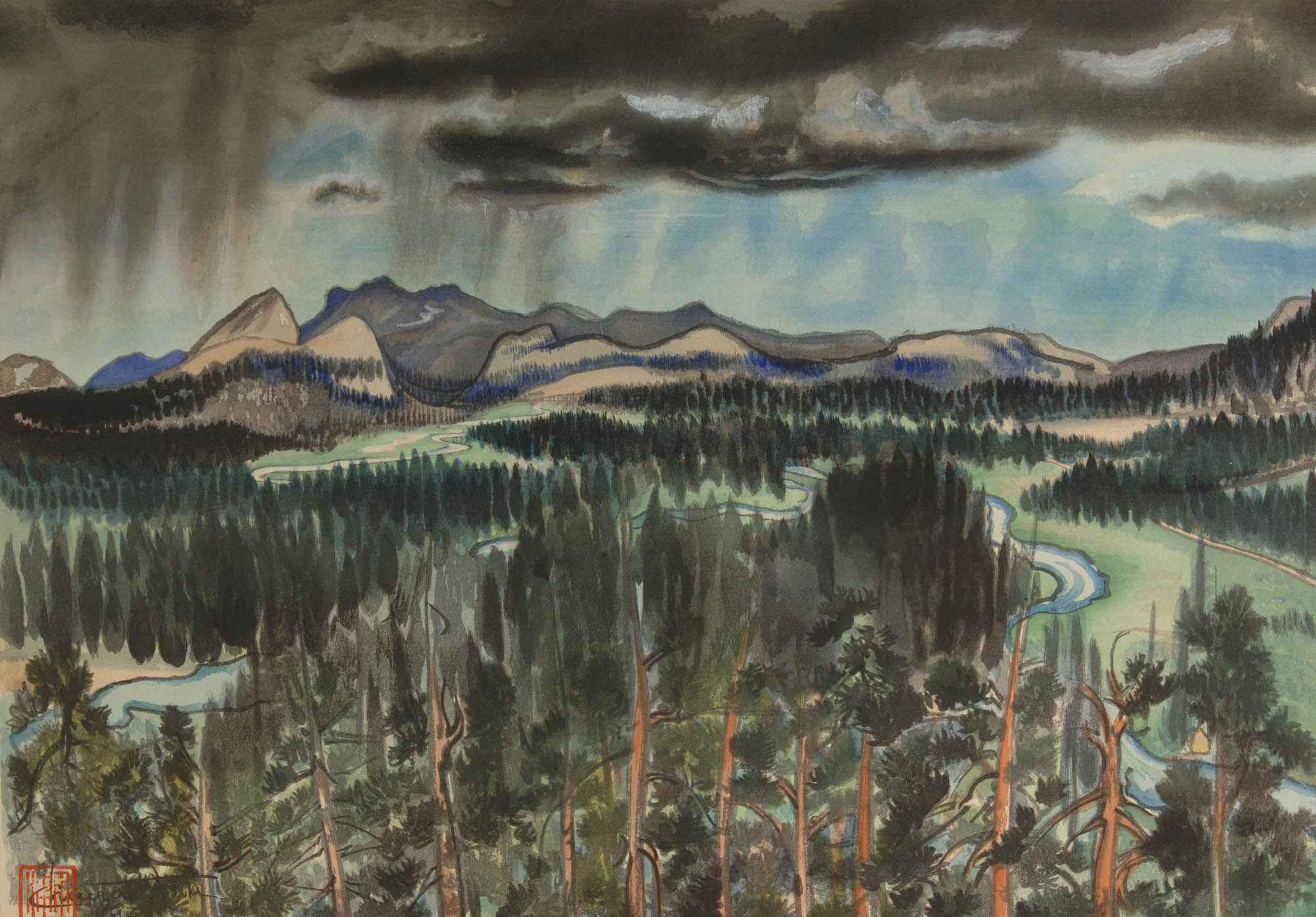 Painting Before Thunder Storm, Tuolumn [sic] Meadow, High Sierra, Calif., U.S.A.