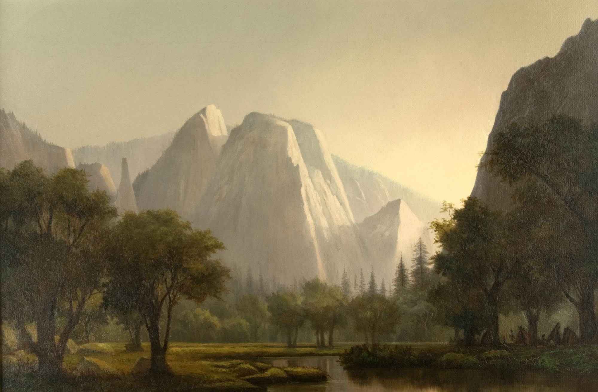 Painting Yosemite, Cathedral Rocks from the Valley