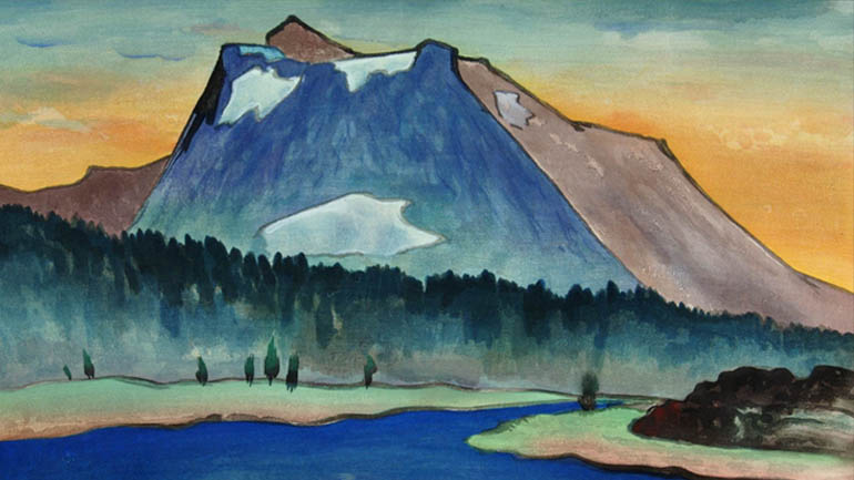 Painting of Sundown at Tioga, Tioga Peak