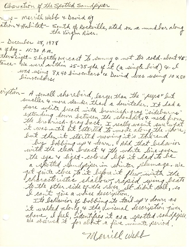 Spotted Sandpiper observation record