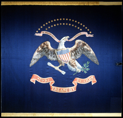 This U.S. Treasury Guards Flag decorated the front of President Lincoln's box at Ford's Theater in Washington, D.C., April 14th, 1865, the night of his assassination.
