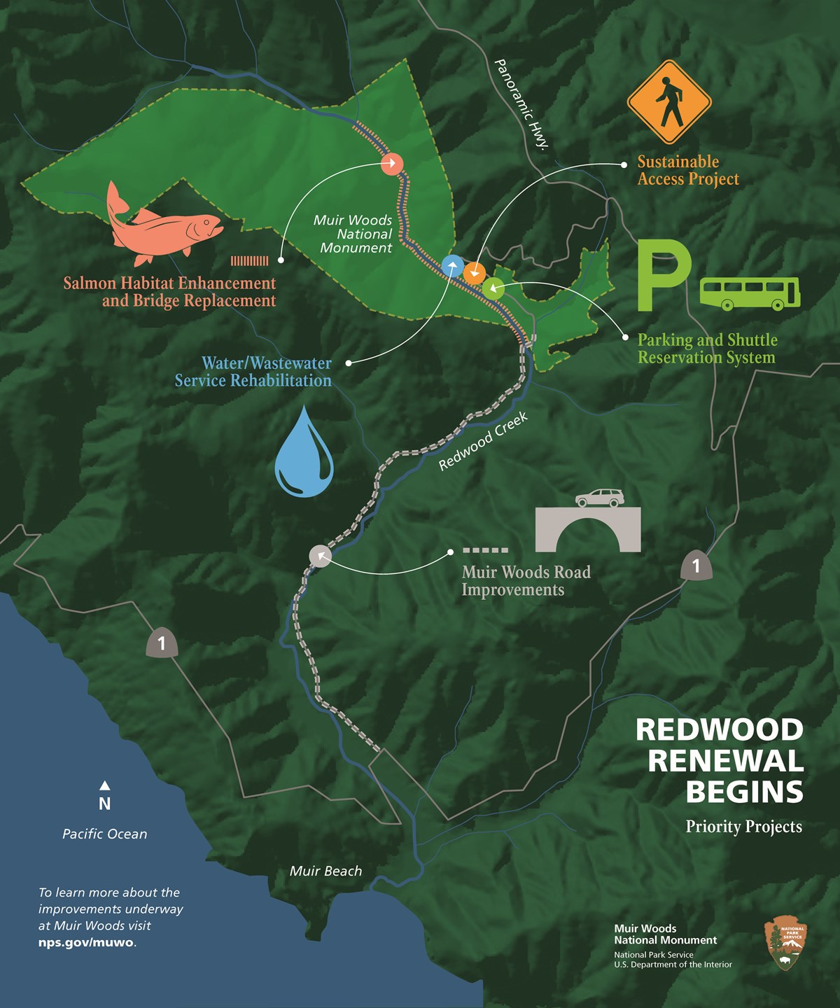 Map of Redwood Renewal Begins Projects