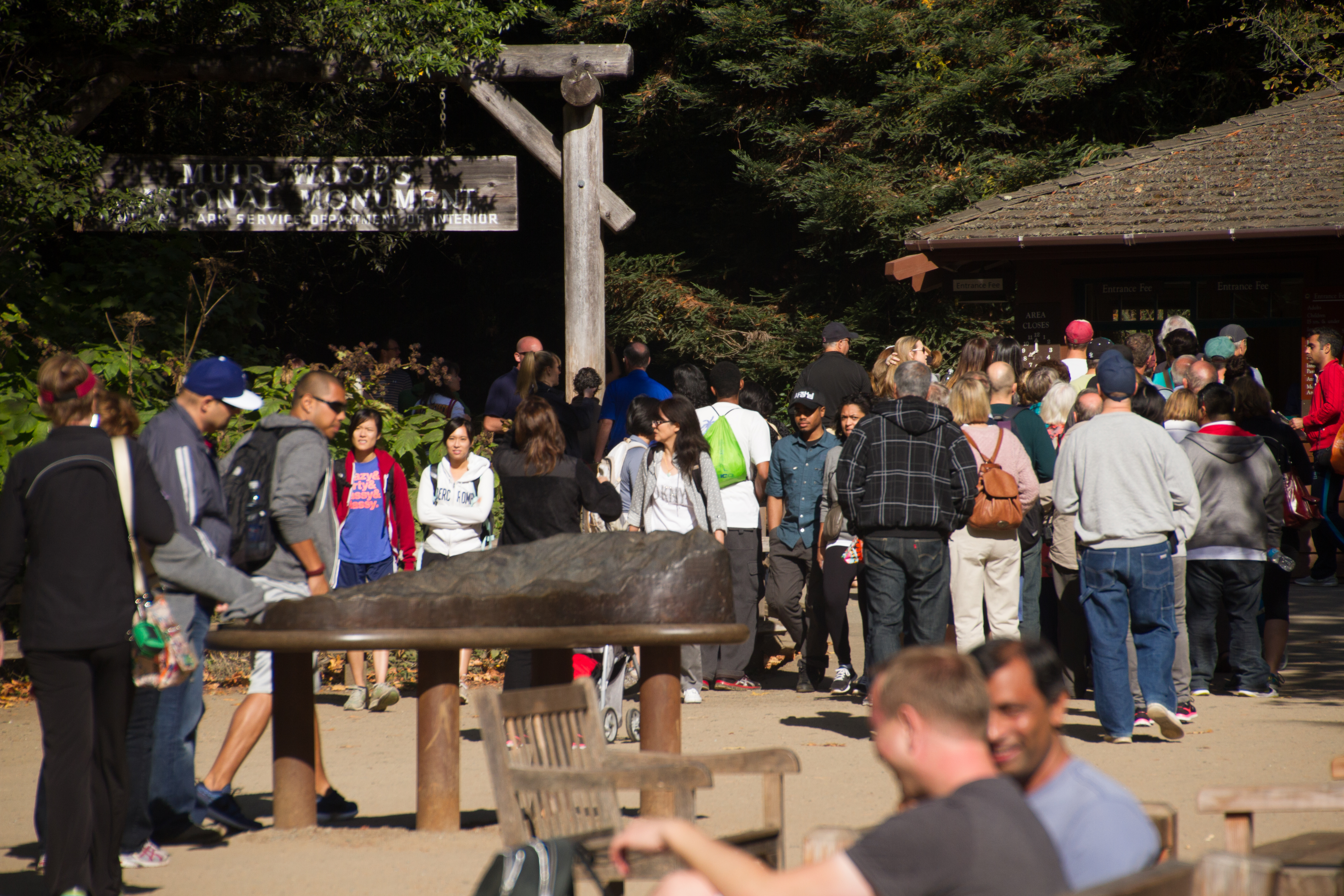 Crowded park entrance Crowded park entrance