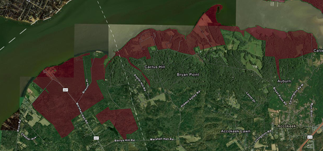 An aerial view of the Piscataway Closure Area