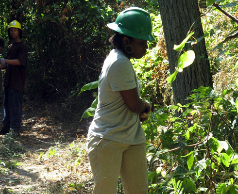SCA team members clear trail