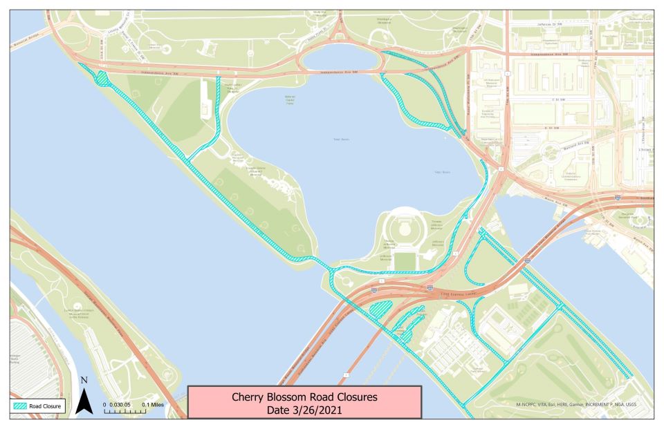 Dc Cherry Blossom Map Cherry Blossom Road Closures - National Mall And Memorial Parks (U.s.  National Park Service)