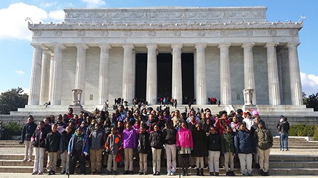 children gather on the steps of the lincoln memorial children gather on the steps of the lincoln memorial