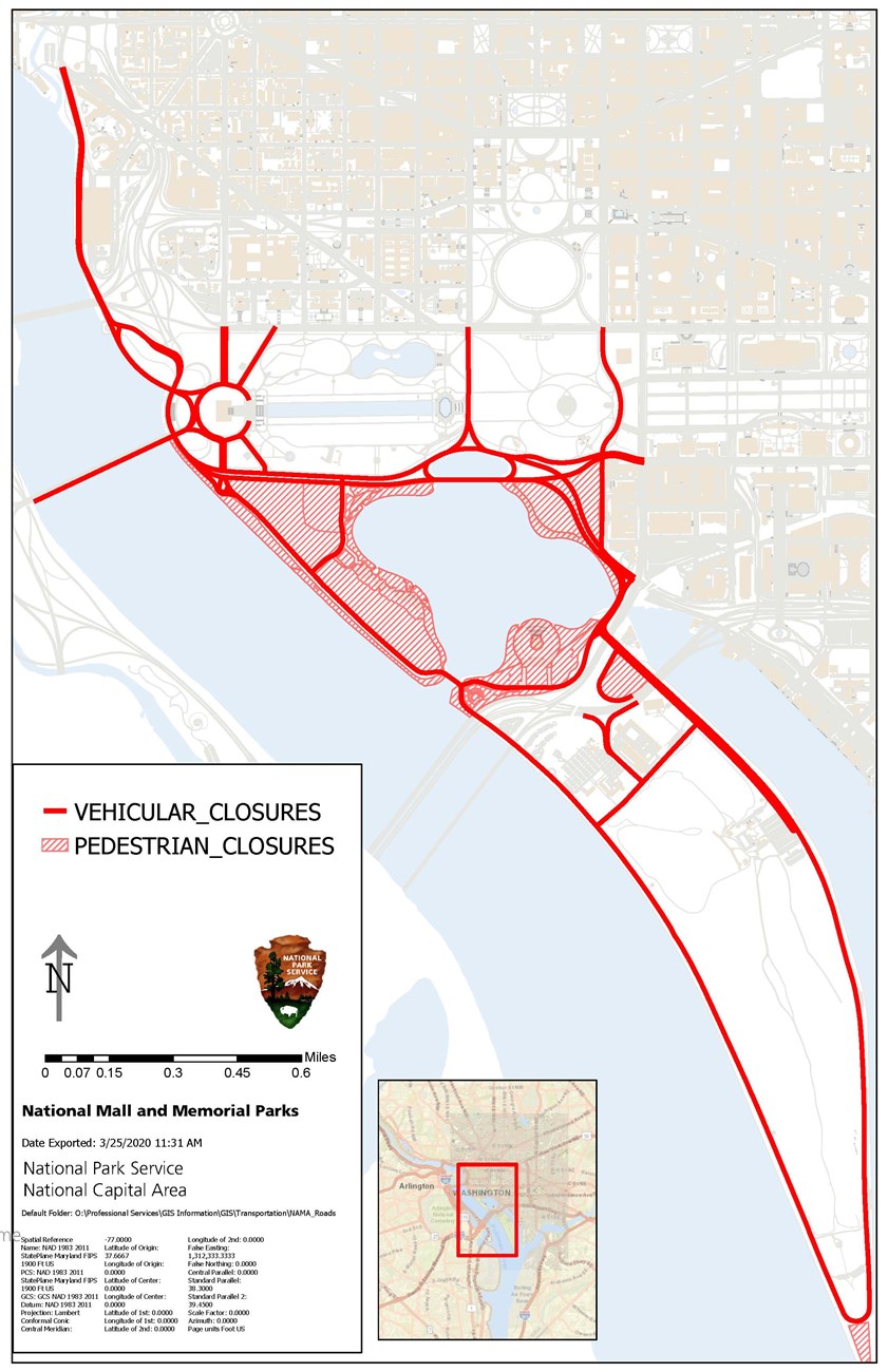 Tidal Basin Closure Map due to Covid-19