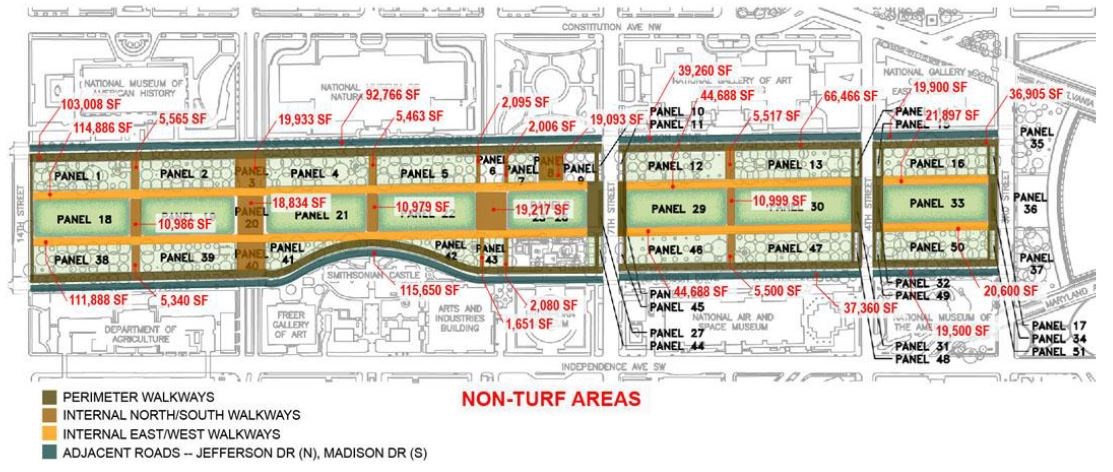 Map for Non-Turf Areas for Temporary Structures for National Mall