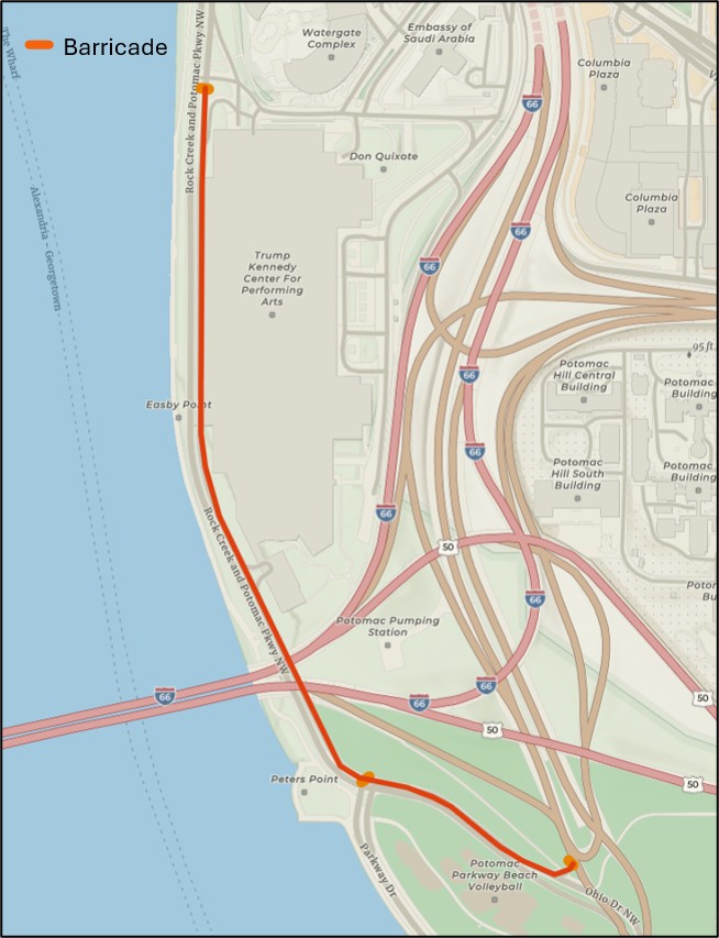 Rock Creek Parkway Closure Map