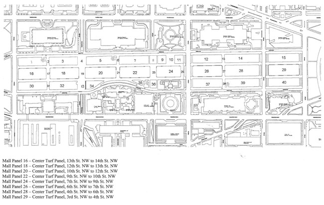 Map showing individual turf panels on National Mall