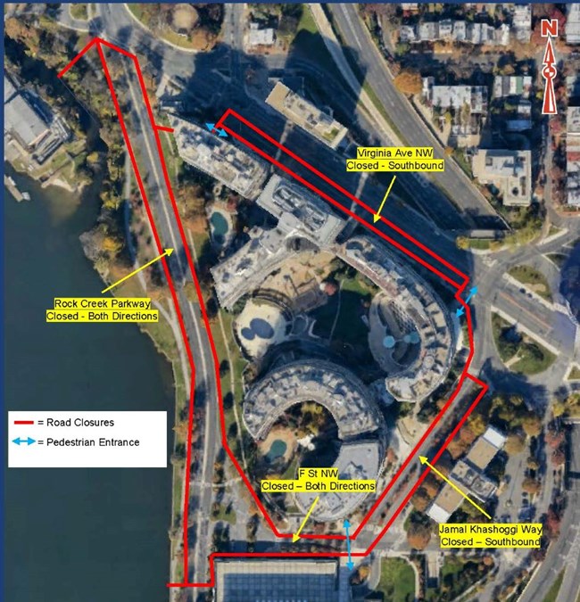Map showing closure areas