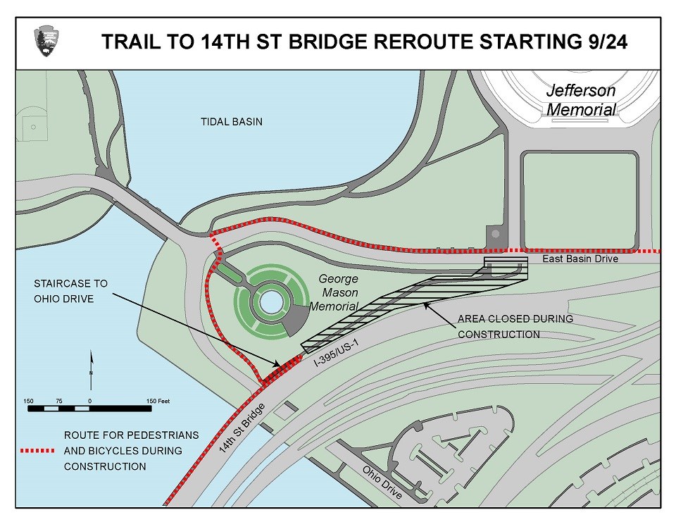 Map showing bike trail detour