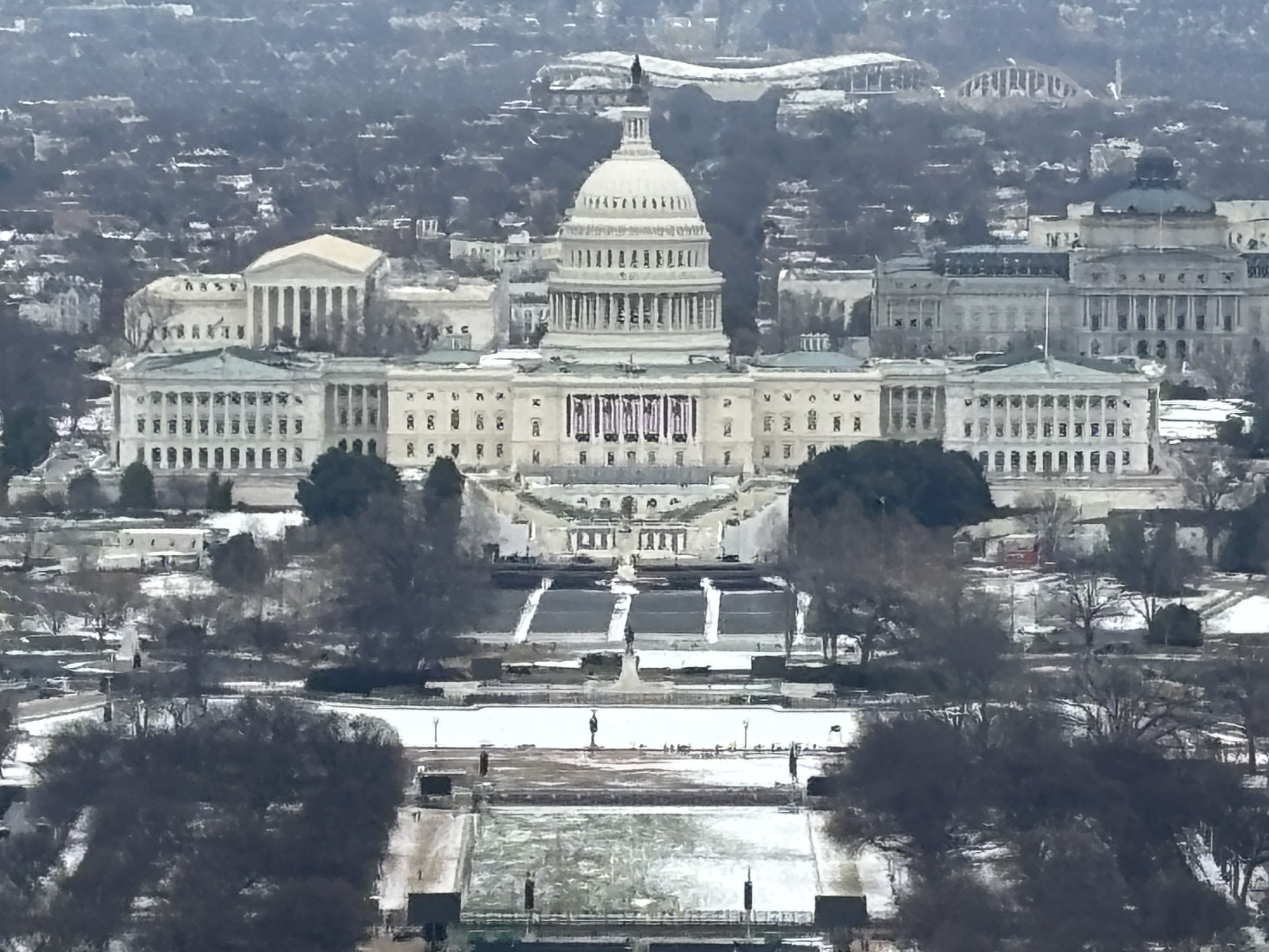 Aerial view of the United States Capitol