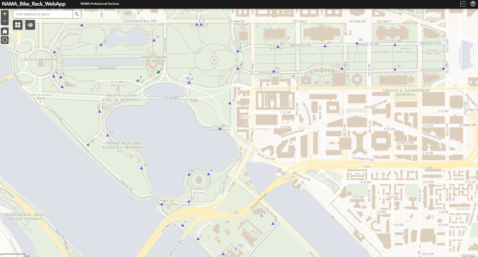 NAMA Bike Rack Map