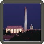 lincoln memorial and washington monument at night