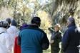 Park Ranger leading tour of Melrose formal gardens