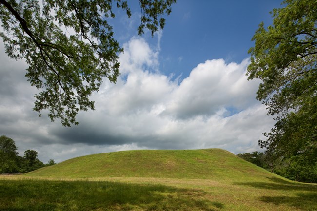 A large grassy mound with a flat top.