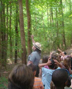 A group of students take enjoy the Beech Springs Nature Trail with a Ranger. A group of students take enjoy the Beech Springs Nature Trail with a Ranger.