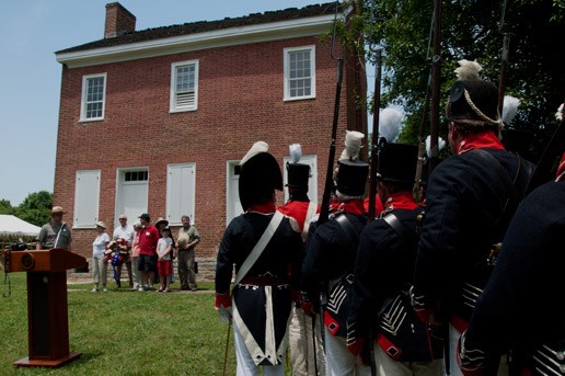 Re-enactors watch Gordon ceremony
