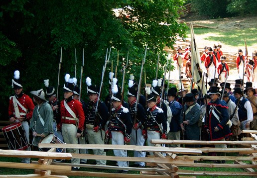 Re-enactors on parade