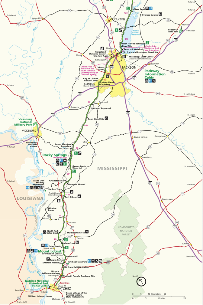 Natchez Trace Parkway Map Milepost 111-0