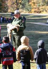 Children from a local school attend a ranger program. Children from a local school attend a ranger program.