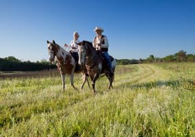 Visitors riding horses on the Natchez Trace National Scenic Trail.
