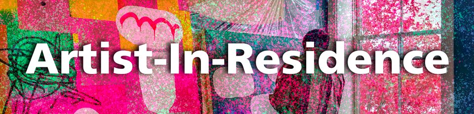 Colorful art scene with the Artist-In-Residence typed on it. Colorful art scene with the Artist-In-Residence typed on it.