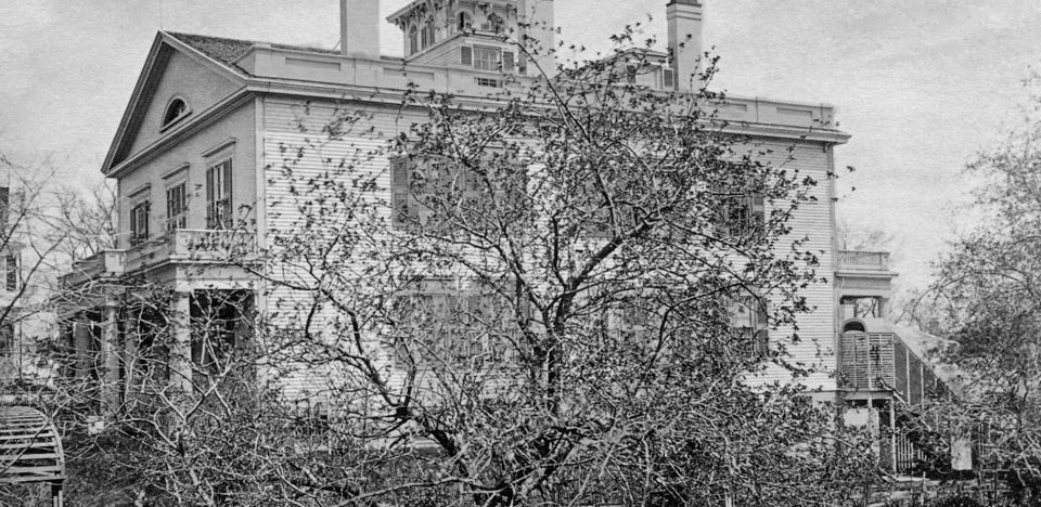 Historic black and white photo of the Rotch-jones-duff house