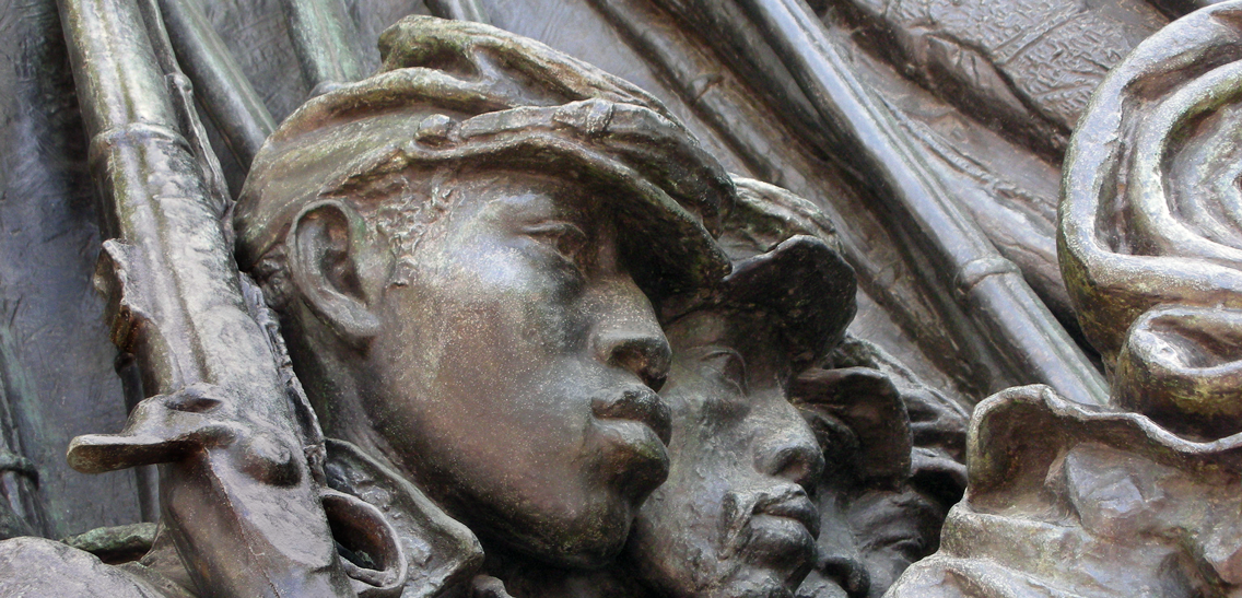 Shaw memorial statue close up