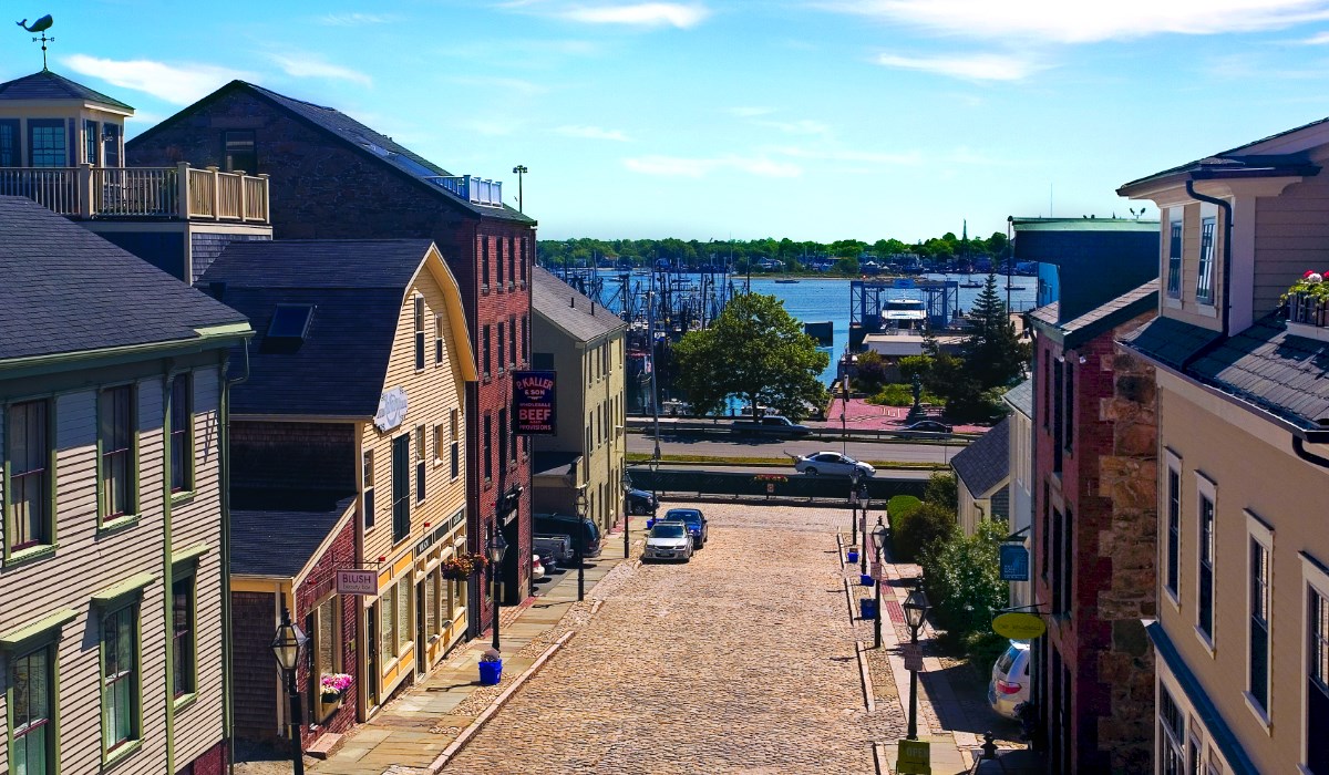 View down Centre Street toward harbor.