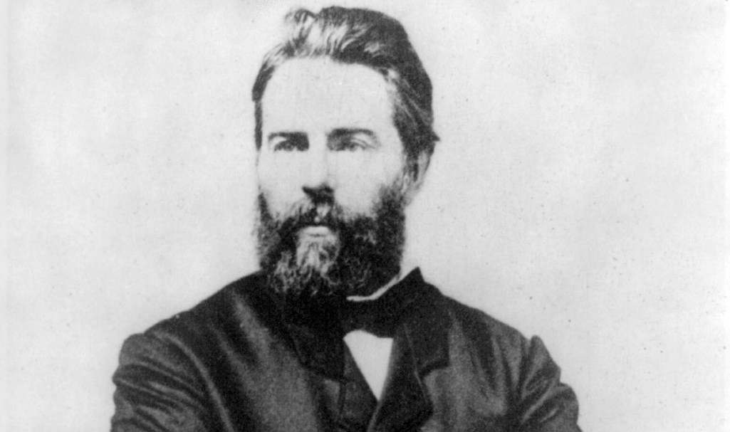 Black and white photograph of a younger Herman Melville.