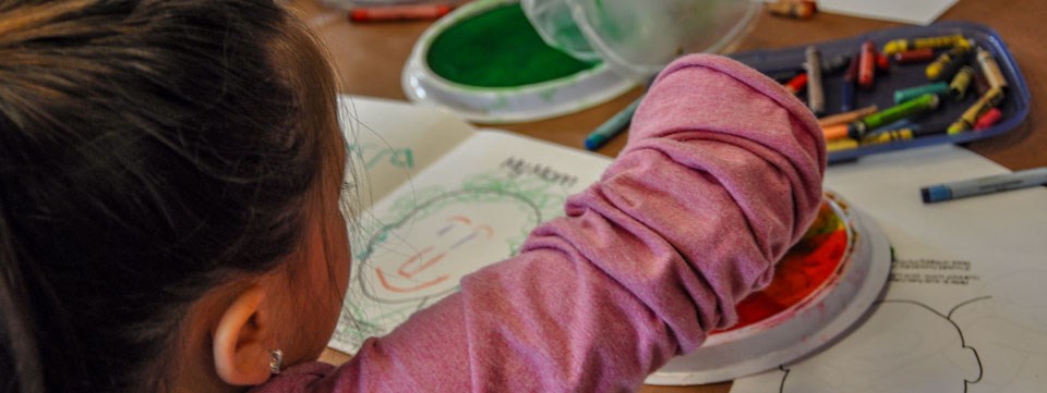Child working on a craft project