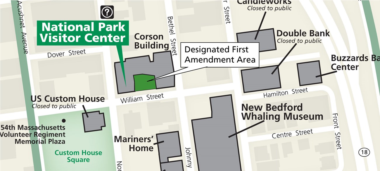 Designated First Amendment area at New Bedford Whaling National Historical Park