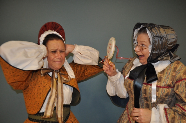 Ruth and Abby with noisemaker