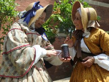 Ruth and Abby, the 1850s ladies, talk about jam