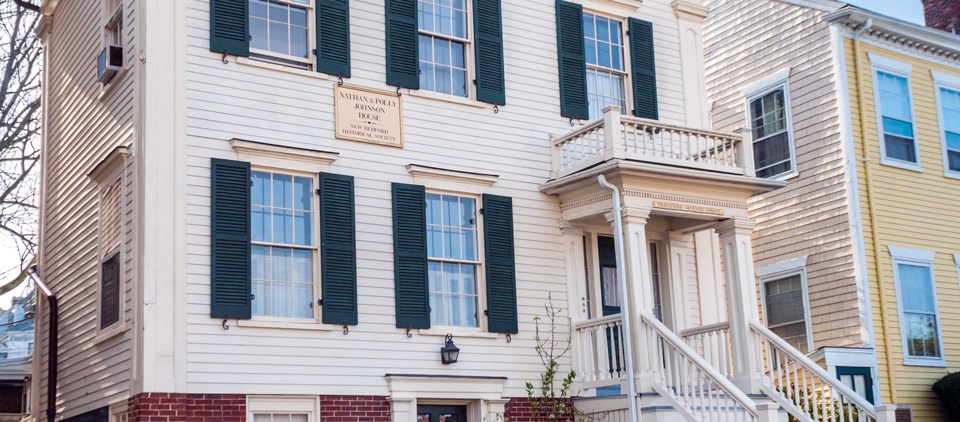 A white house on Seventh Street marks where Nathan and Polly Johnson lived.