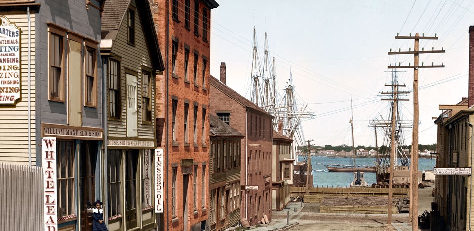 Colorized historic photo of Centre Street