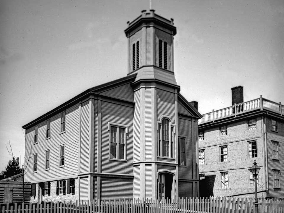 Black and white photo of the Seamen's Bethel