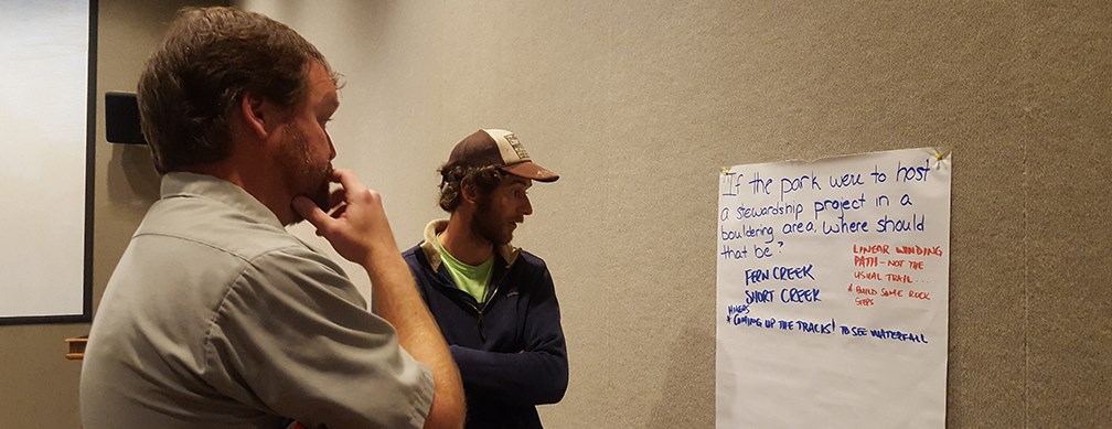 ranger and community member review flip chart ranger and community member review flip chart