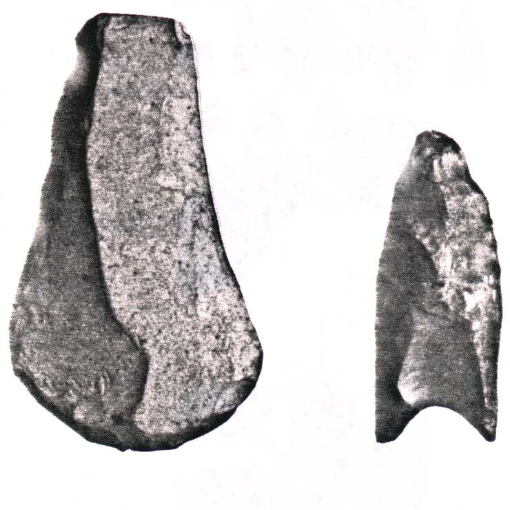 American Indian Artifacts - scraper and spearpoint