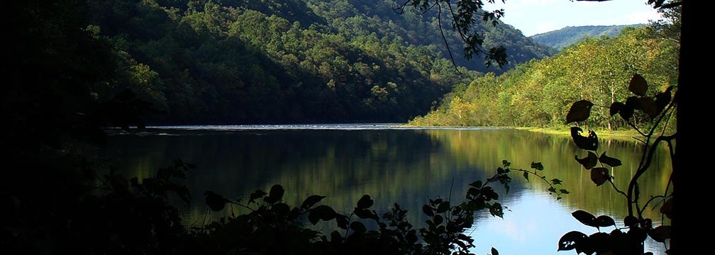 river with mountains and trees