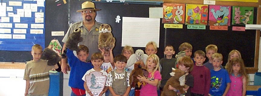 ranger in classroom with students