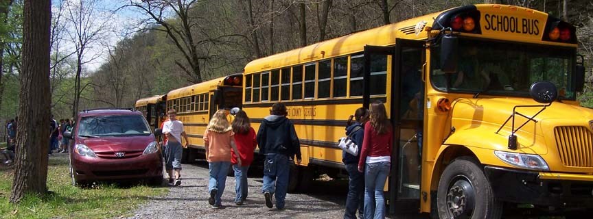 school bus and students school bus and students
